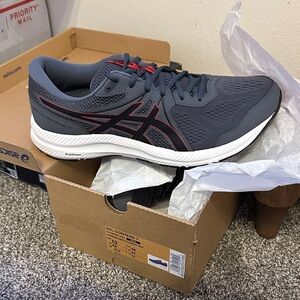 Asics Charcoal and Crimson Athletic Sneakers